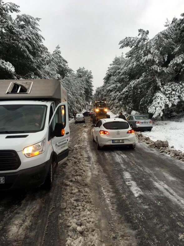 2_641 Alanya'da Kar Yağışı Ulaşımı Etkiledi! Genel Haberler 