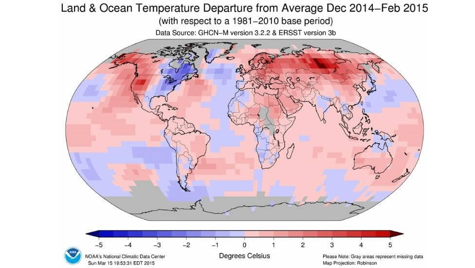 NOAA: 2014 – 2015 Kışı En Sıcak Kış Oldu…