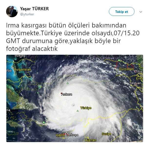 Irma kasırgası Türkiye'den geçseydi