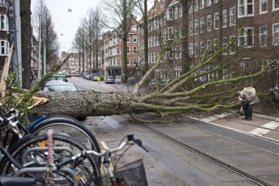 Hollanda’da fırtına insanları uçurdu!